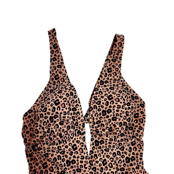 Leopard Print Womens One-Piece Swimsuit By Shade & Shore Size XL (16) - Picture 6 of 8